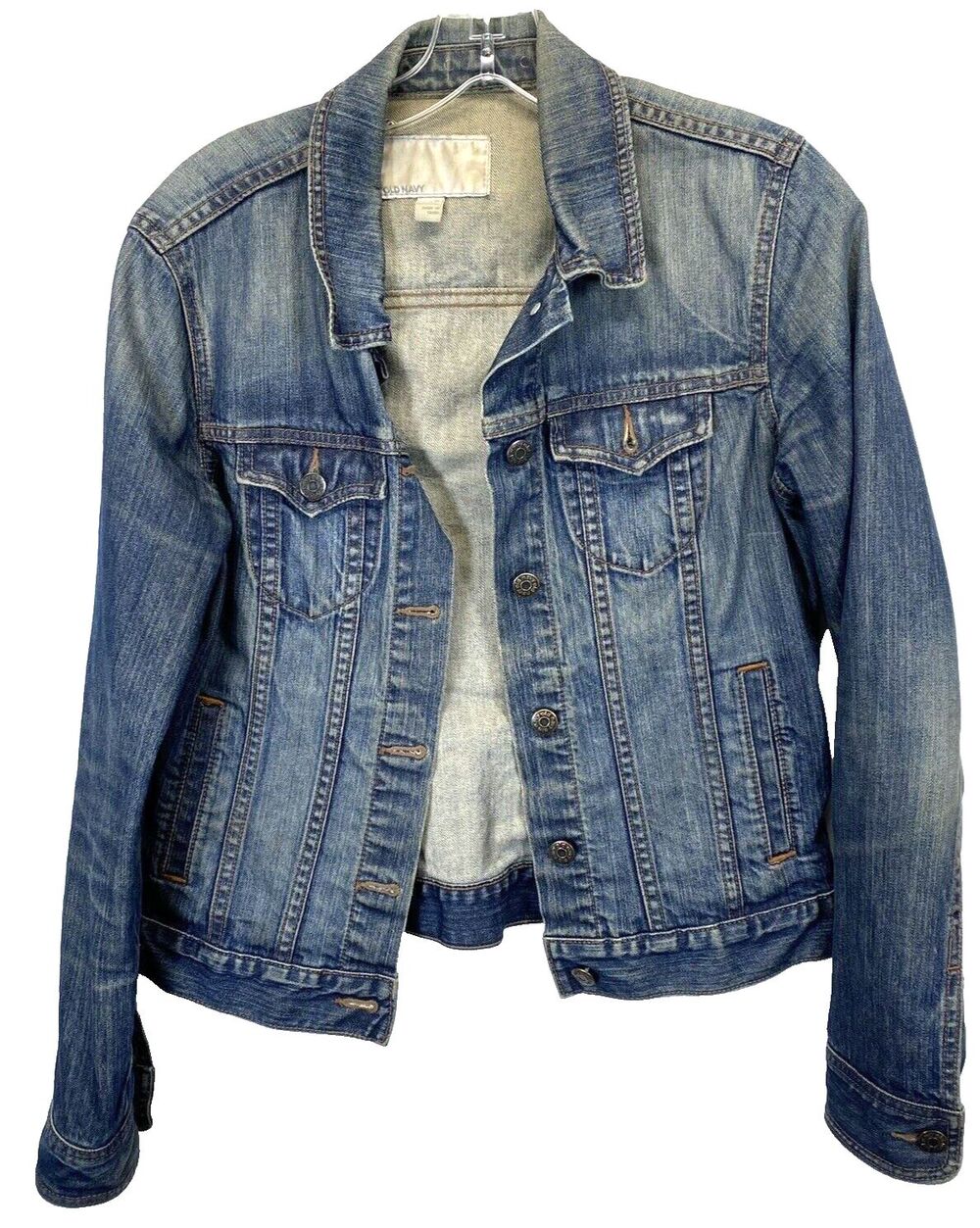 Old Navy Women’s Size Medium Blue Trucker Jacket Stretch Denim RN54023**